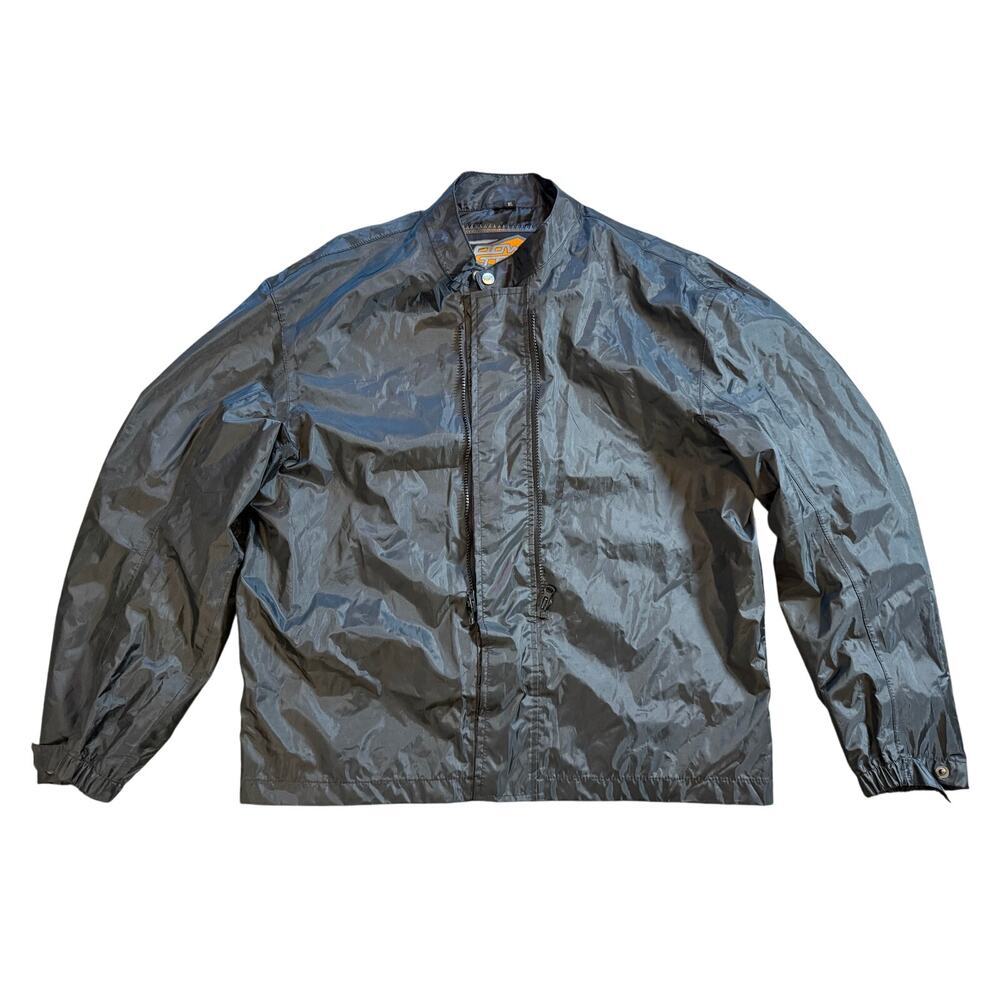 Power Trip Black Motorcycle Riding Jacket Lightweight Windbreaker Size XL